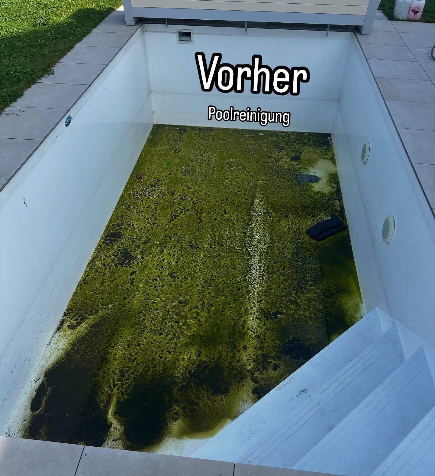 Stark verschmutzter Pool vor der Auswinterung